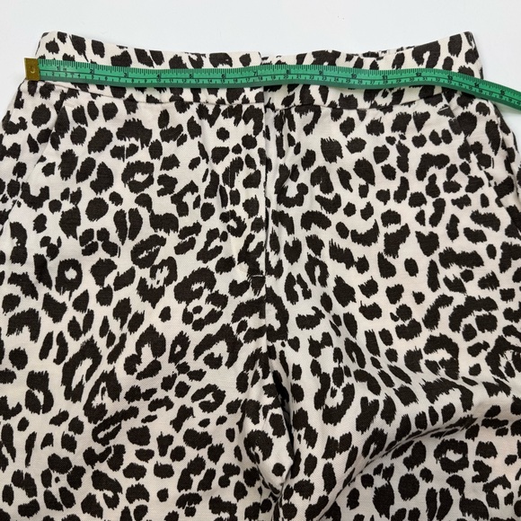 J.Crew Easy Pants Ivory Leopard Linen Lyocell Straight Taper Leg Trousers Size 6 - Picture 8 of 13